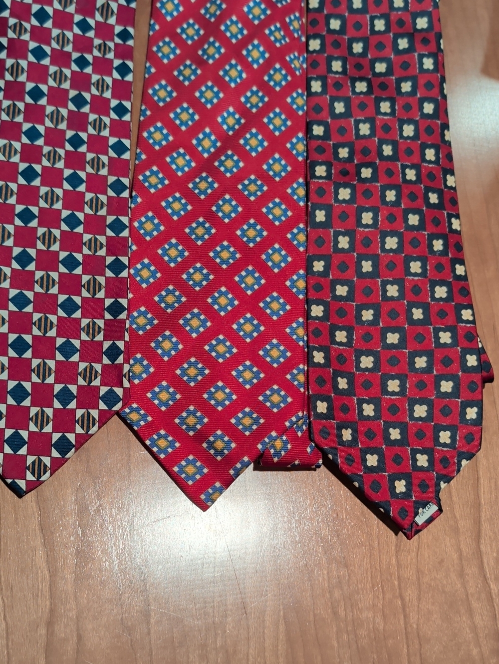 Classic Bold Red Patterned Men's Tie Bundle With Navy & Yellow Accents.
